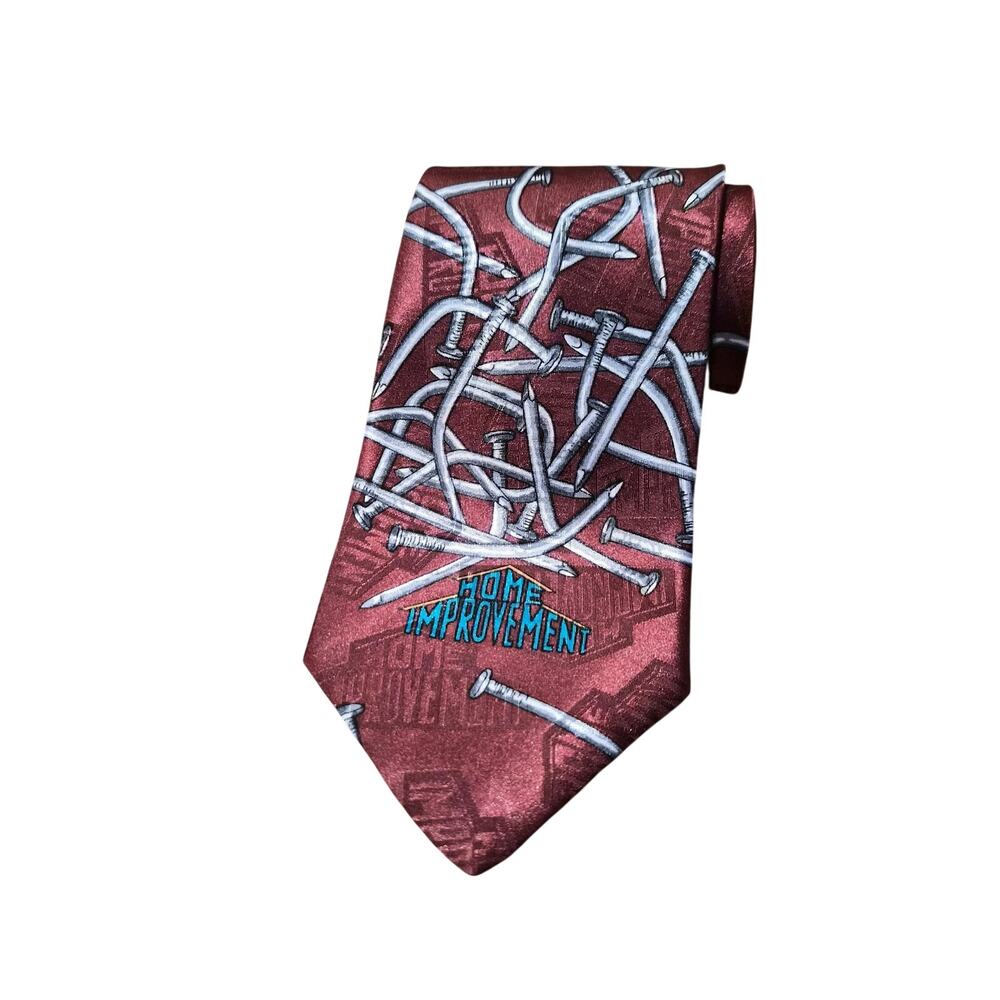 Vintage Home Improvement TV Show Tim Allen Tie Burgundy with Nails